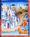 cityscape from 
	  illuminated manuscript